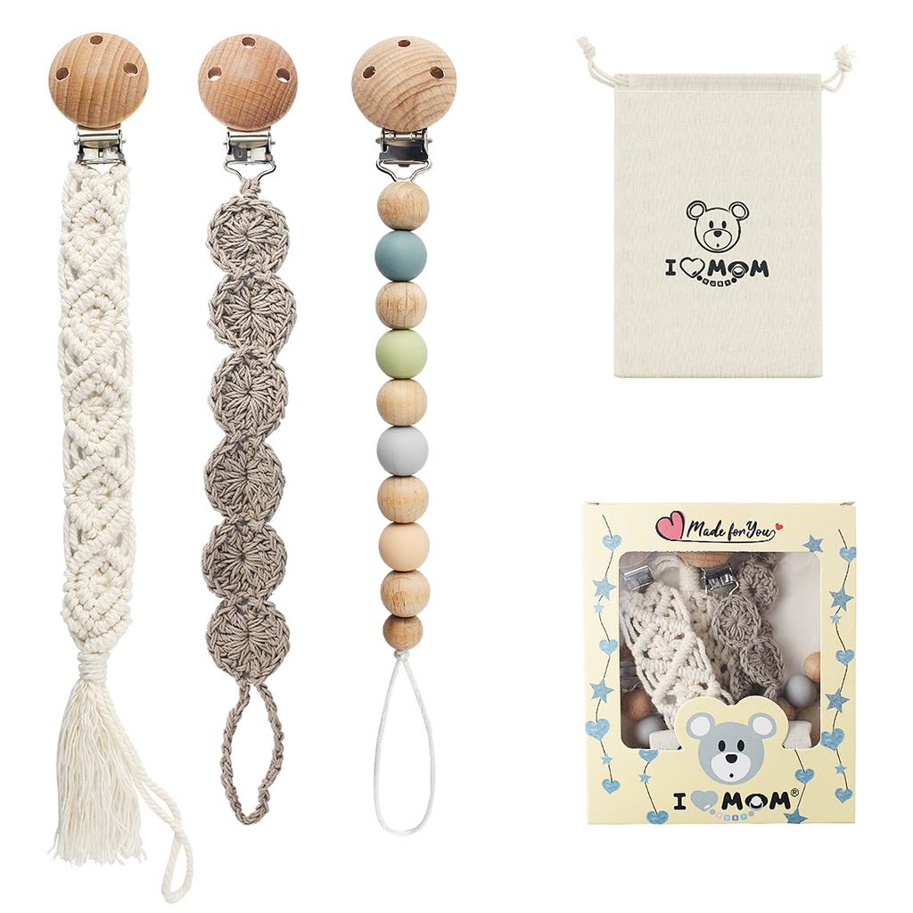 SNOWIE SOFT 2Pcs Pacifier Chain with Pacifier Clips and Storage Bag, Baby Teether Holder Belt Pacifier Clip for Baby Present, Teether Toy Pacifier Anti Lost Clip Teething Toy SNOWIE SOFT 2Pcs Pacifier Chain with Pacifier Clips and Storage Bag, Baby Teether Holder Belt Pacifier Clip for Baby Present, Teether Toy Pacifier Anti Lost Clip Teething Toy